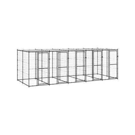 VidaXL Outdoor-Hundezwinger Stahl mit Dach
