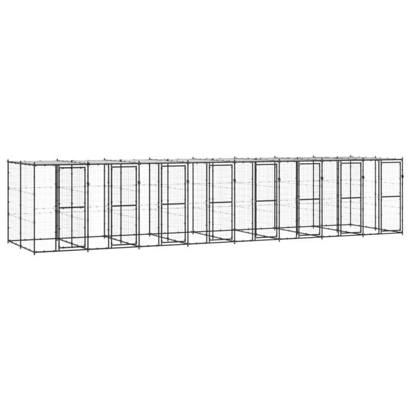 VidaXL Outdoor-Hundezwinger Stahl mit Dach