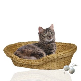 Rohrschneider ® Komfortables Katzenkörbchen mit Kissen