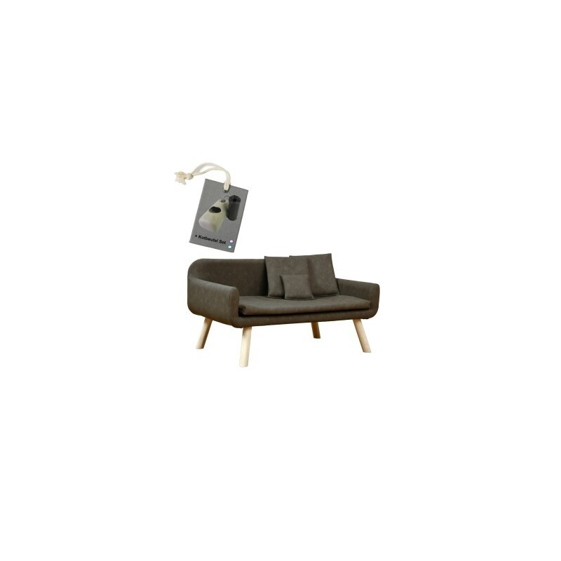 Rohrschneider Hundesofa für mittlere Hunde, abwaschbares Kunstleder taupe