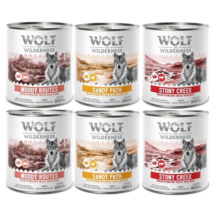 Wolf of Wilderness Senior - mit viel frischem Geflügel 6 x 800 g - Mixpaket