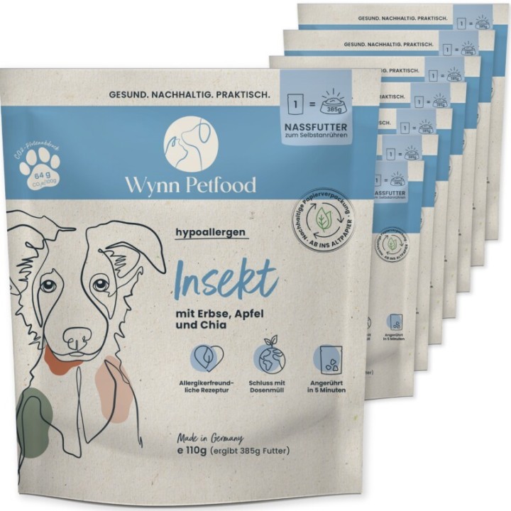 Wynn Petfood Nassfutter zum Anrühren Insektenmenü 8 x 400g