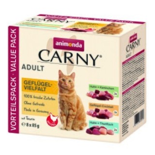 animonda Carny Nassfutter Katze Adult, Mixpaket Geflügel-Vielfalt 8x85 g