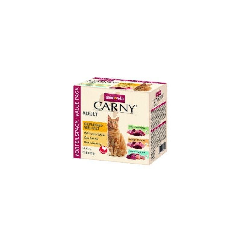animonda Carny Nassfutter Katze Adult, Mixpaket Geflügel-Vielfalt 8x85 g