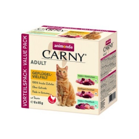 animonda Carny Nassfutter Katze Adult, Mixpaket Geflügel-Vielfalt 8x85 g