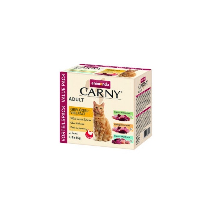 animonda Carny Nassfutter Katze Adult, Mixpaket Geflügel-Vielfalt 8x85 g