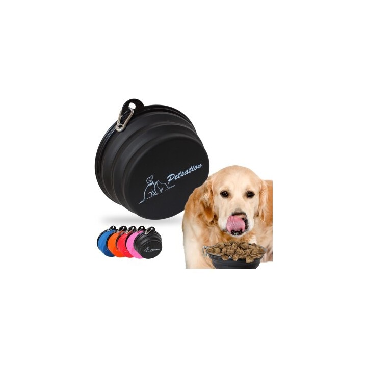 Petsation Faltbarer Reisenapf schwarz 350 cm³