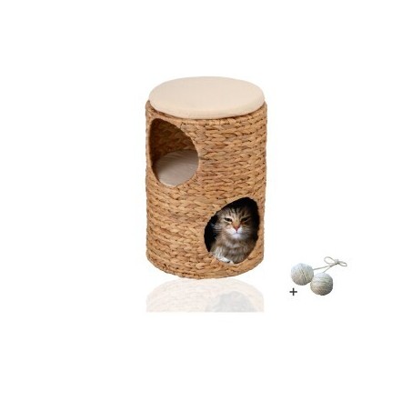 Rohrschneider ® Katzentonne für kleine Katzen mit 2 Etagen und Gratis-Beigabe