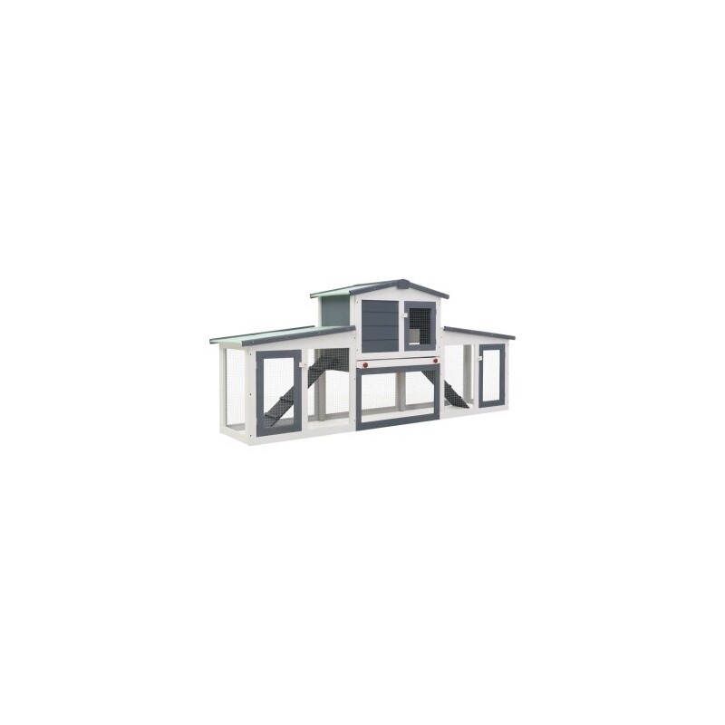VidaXL Kaninchenstall / Hasenstall mit Dach grau