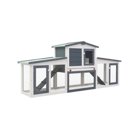VidaXL Kaninchenstall / Hasenstall mit Dach grau