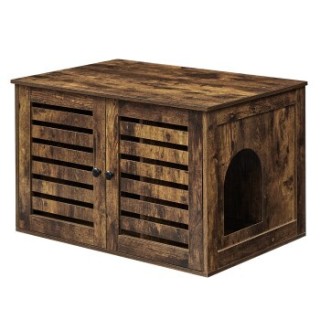 FEANDREA Katzenklo mit Lamellentür braun