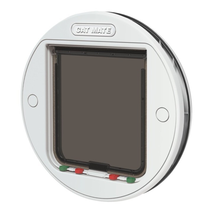 Cat Mate Große Katzenklappe für Glas und Wandmontage mit manueller 4-Wege-Verriegelung – Weiß (357W)