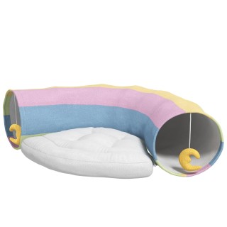PawHut Katzentunnel faltbares Katzenspielzeug mit Spielkissen aus Polyester für Katzen & Kleintiere   Aosom.de