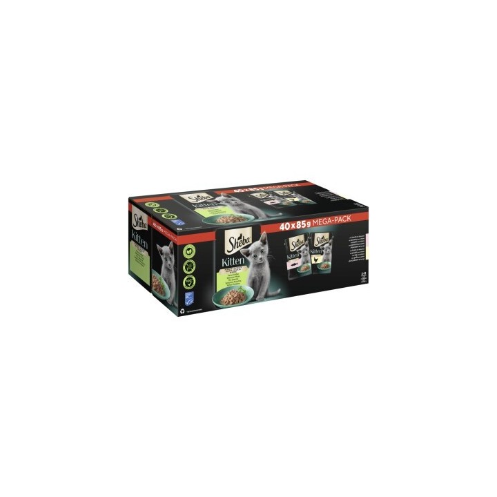 Sheba Multipack Mega-Pack Kitten in Sauce Feine Vielfalt mit Lachs, mit Huhn MSC 40x85 g