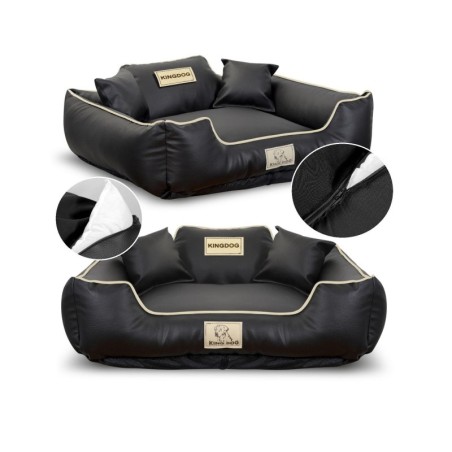 Hundebett, KINGDOG-Laufstall, ECO-LEDER, Farbe: Schwarz, abnehmbar, rutschfester Bezug, M-XL M schwarz