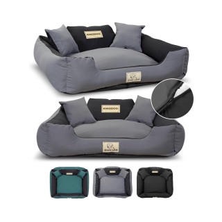 KINGDOG Laufgitter-Hundebett, langlebig, abnehmbarer Bezug M-XL, rutschfest, 3 Farben! + 2 kostenlose Kissen! M schlachtschif