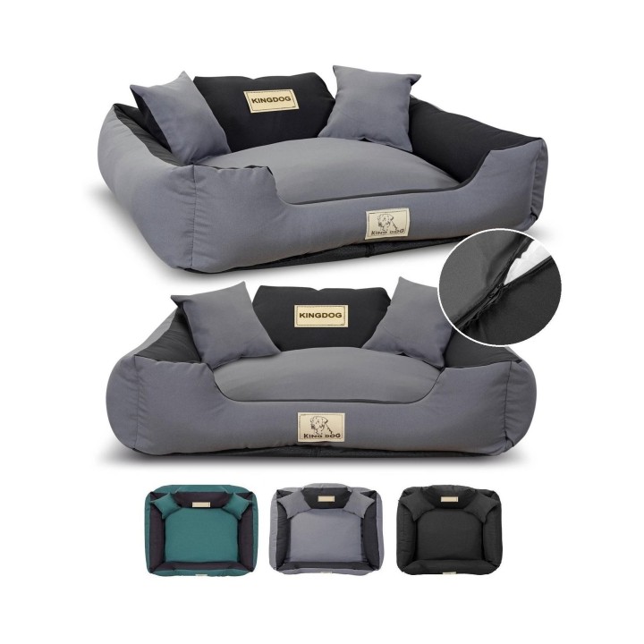 KINGDOG Laufgitter-Hundebett, langlebig, abnehmbarer Bezug M-XL, rutschfest, 3 Farben! + 2 kostenlose Kissen! M schlachtschif