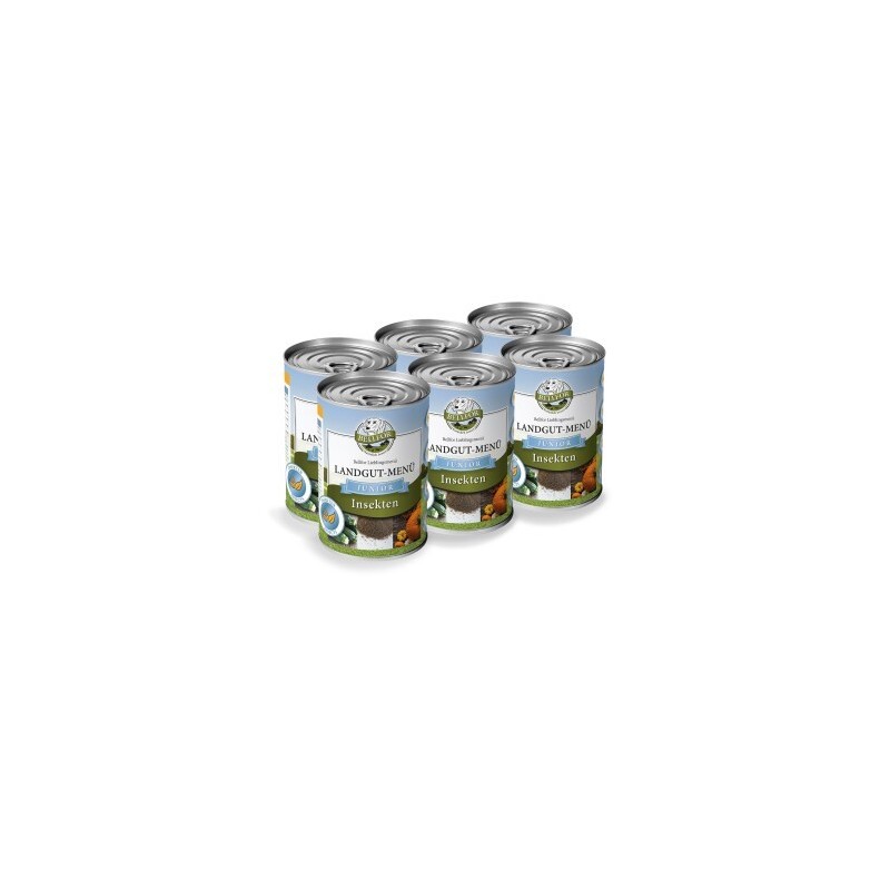 Bellfor Hundefutter Nass mit Insekten für Welpen - Landgut-Menü Junior - 6x400g