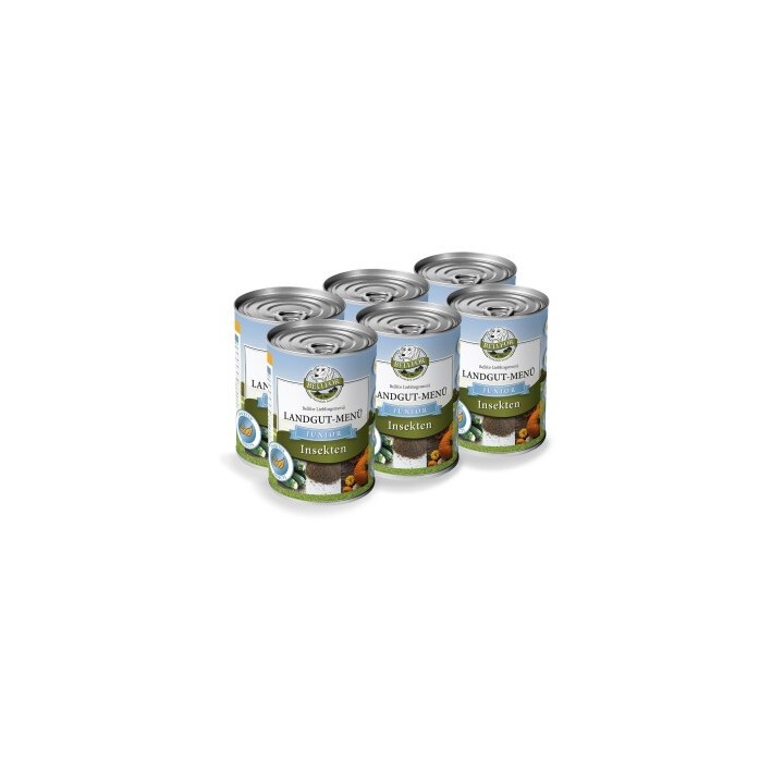 Bellfor Hundefutter Nass mit Insekten für Welpen - Landgut-Menü Junior - 6x400g