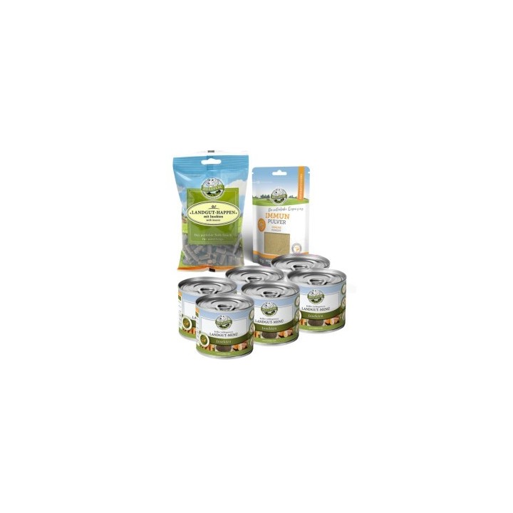 Bellfor Sparset für kleine Hunde mit Leishmaniose - Landgut-Menü 6 x 200 g + Landgut-Happen 200 g + Immun 80 g