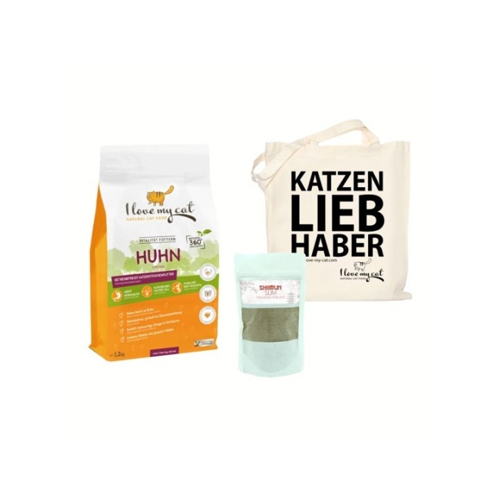 I love my cat Sparset Trockenfutter mit Huhn für Katzen mit Übergewicht Nahrungsergänzung
