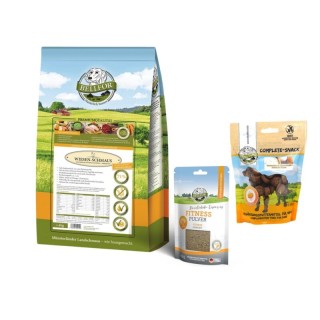 Bellfor Sparset für Windhunde: Wiesen-Schmaus 4 kg + Gelenke und Knochen Complete-Snack 150g + Fitness Pulver 80g
