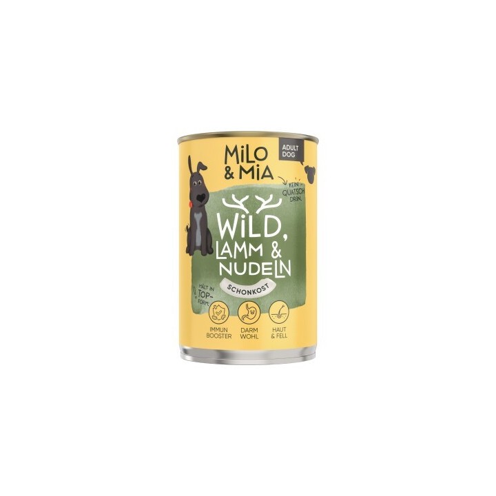 Milo & Mia Wild, Lamm & Nudeln 24x400 g