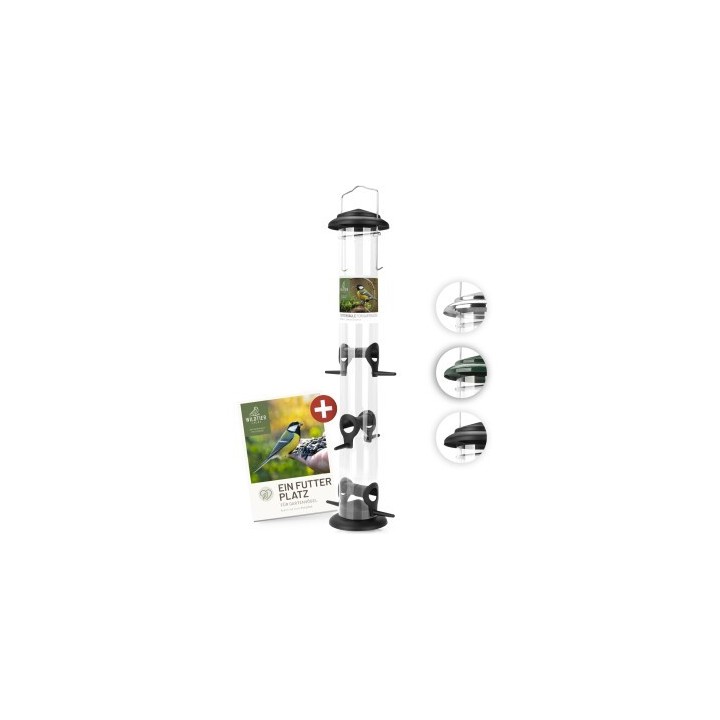 wildtier liebe Futtersäule für Samen, Körner & Kerne 52cm, Schwarz