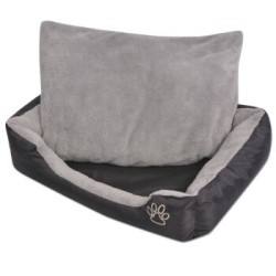 VidaXL Hundebett mit gepolstertem Kissen Schwarz/Grau 80 cm, 80 cm, 21 cm