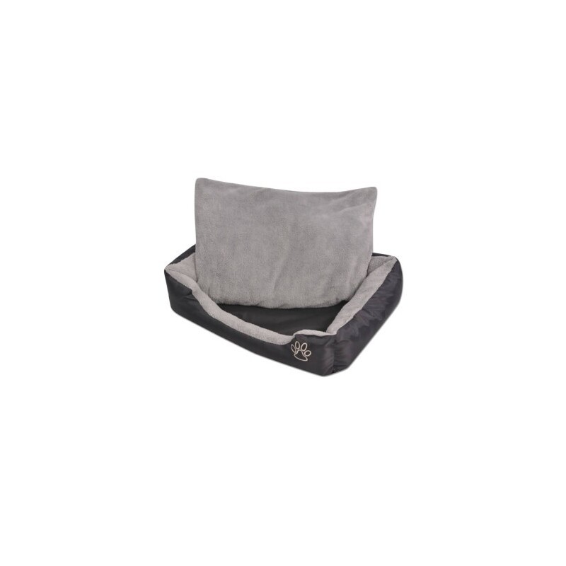 VidaXL Hundebett mit gepolstertem Kissen Schwarz/Grau 80 cm, 80 cm, 21 cm