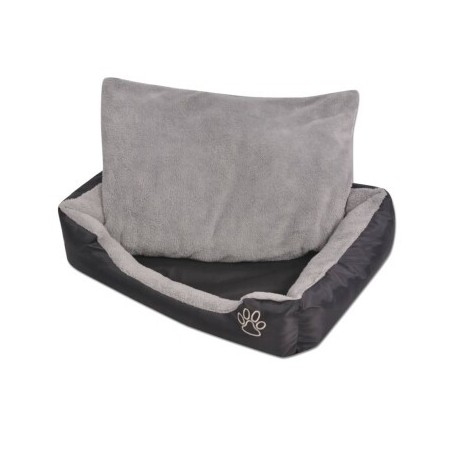 VidaXL Hundebett mit gepolstertem Kissen Schwarz/Grau 80 cm, 80 cm, 21 cm