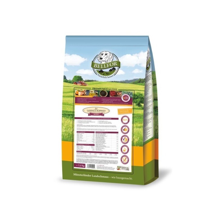 Bellfor Trockenfutter für Hunde mit Insekten Getreidefrei - Landgut-Schmaus Mini - 7,5 kg