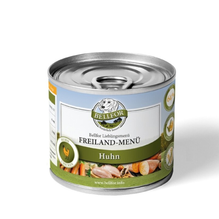 Bellfor Hundefutter Nass mit Huhn - Freiland-Menü - 200g