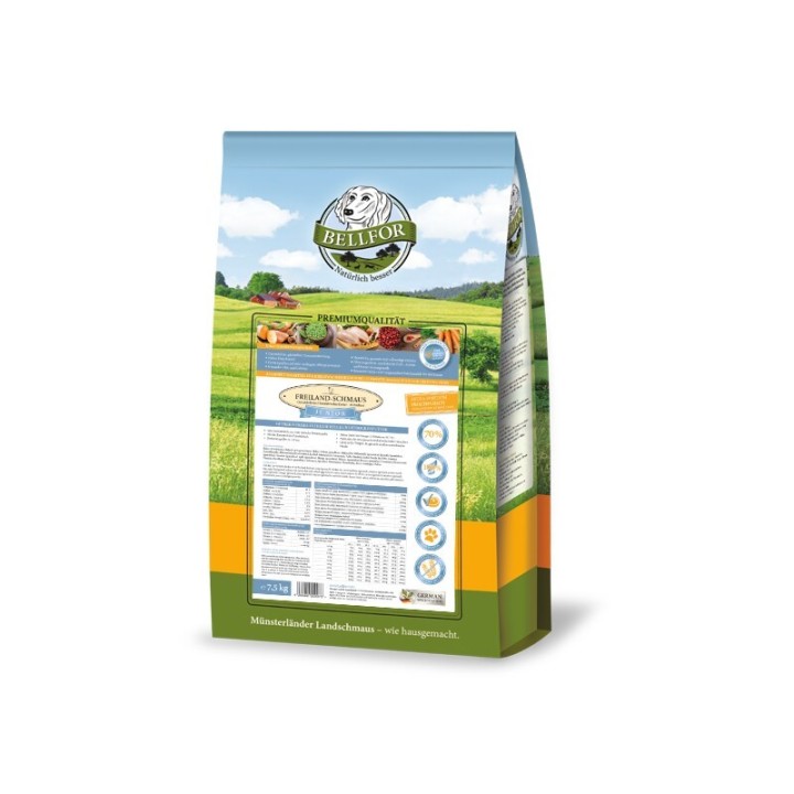 Bellfor Trockenfutter mit Huhn für Welpen und Junge Hunde - Freiland-Schmaus Junior - 7,5 kg