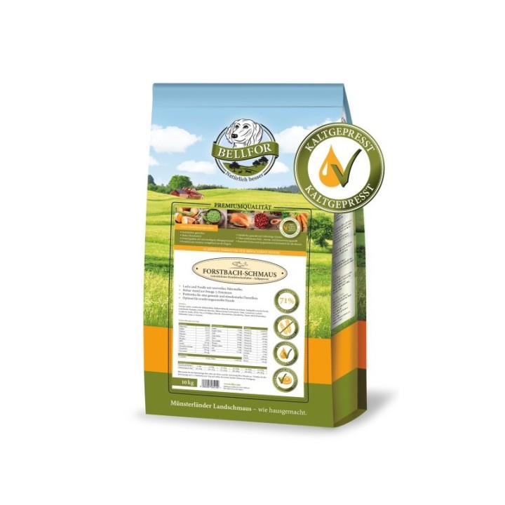 Bellfor Trockenfutter für Hunde mit Lachs und Forelle Forstbach-Schmaus - 10 kg
