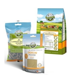 Bellfor Purinarm Set - Naturgut-Schmaus 4 kg + Immun Pulver 80g + Landgut-Happen 200g