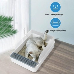 Halbgeschlossene Katzentoilette, abnehmbare, spritzwassergeschützte, nicht klebrige Katzentoilette, Katzentoilette mit L