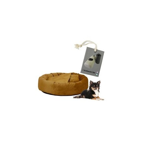 Rohrschneider ® Hundekissen inkl. Gratis-Beigabe, Kuschelhöhle "Denver" gelb S