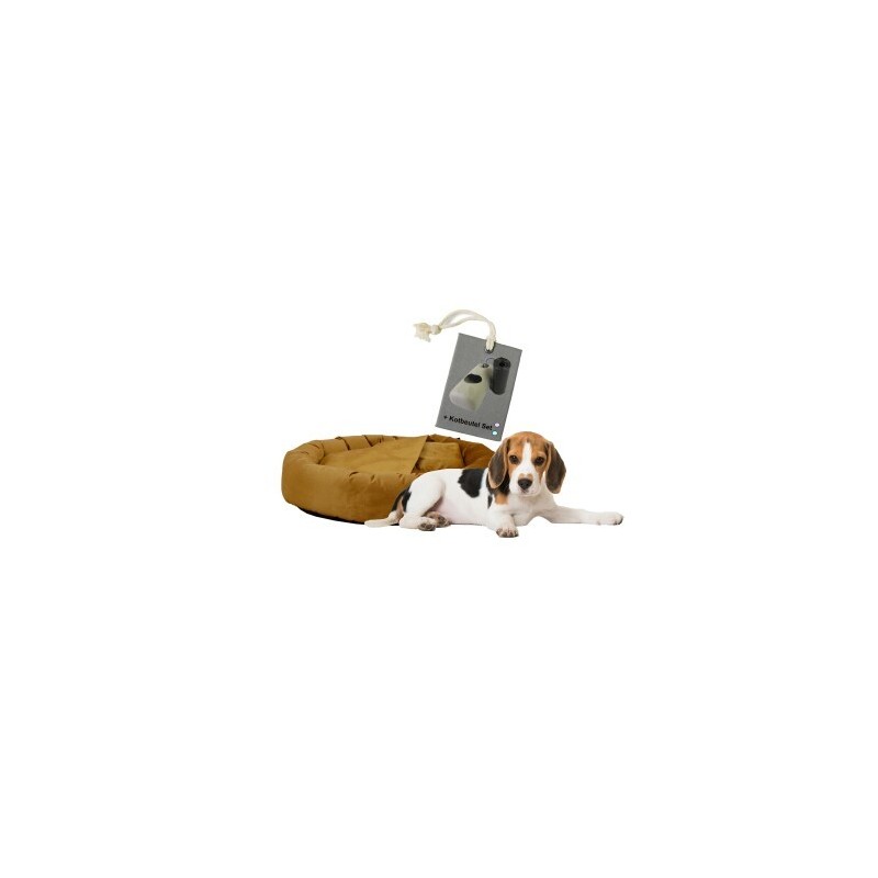 Rohrschneider ® Hundekissen inkl. Gratis-Beigabe, Kuschelhöhle "Denver" gelb M
