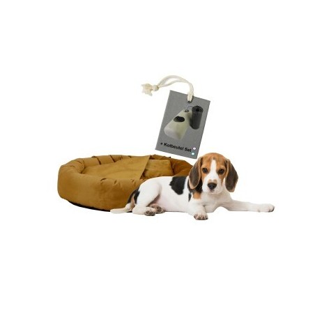 Rohrschneider ® Hundekissen inkl. Gratis-Beigabe, Kuschelhöhle "Denver" gelb M