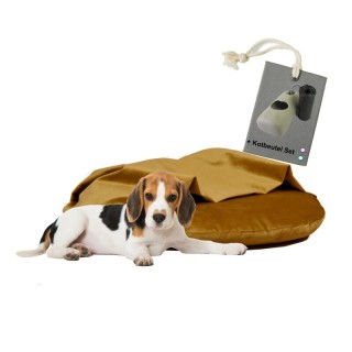 Rohrschneider ® Liegekissen inkl. Gratis-Beigabe, Kuschelinsel Samt "Valley" gelb M