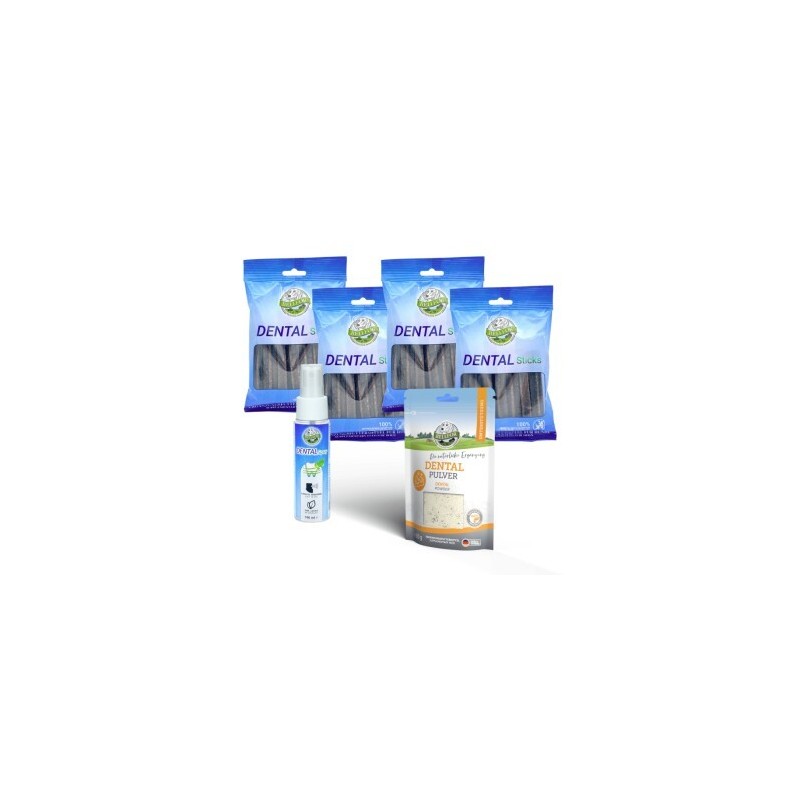 Bellfor Sparset für eine optimale Zahnpflege beim Hund - Dental Pulver 80 g + Dental Sticks 4 x 100 g + Dental Spray 100 ml