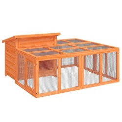 VidaXL Kaninchenstall 144x123x67,5 cm (L x B x H) naturfarben