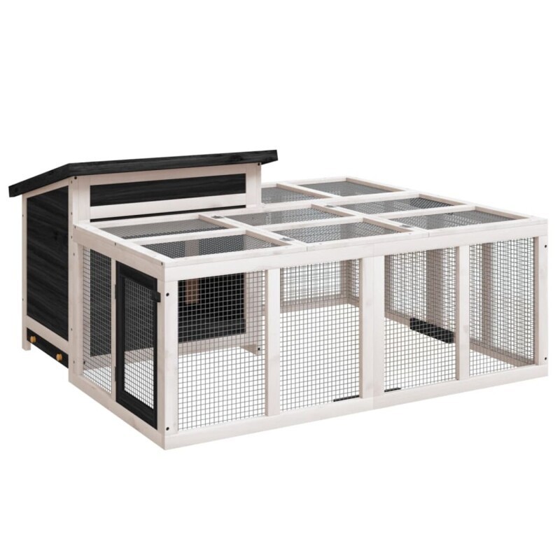 VidaXL Kaninchenstall 144x123x67,5 cm (L x B x H) grau