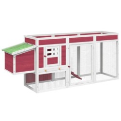 VidaXL Hühnerstall 204 x 50 x 84 cm (L x B x H) rot