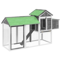 VidaXL Hühnerstall 193 x 65 x 117 cm (L x B x H) grau