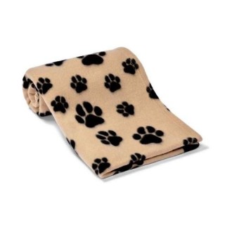 Brand Lab Paw Print Polarfleece-Hundedecke 100cm x hellbraune