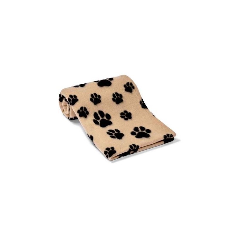 Brand Lab Paw Print Polarfleece-Hundedecke 100cm x hellbraune