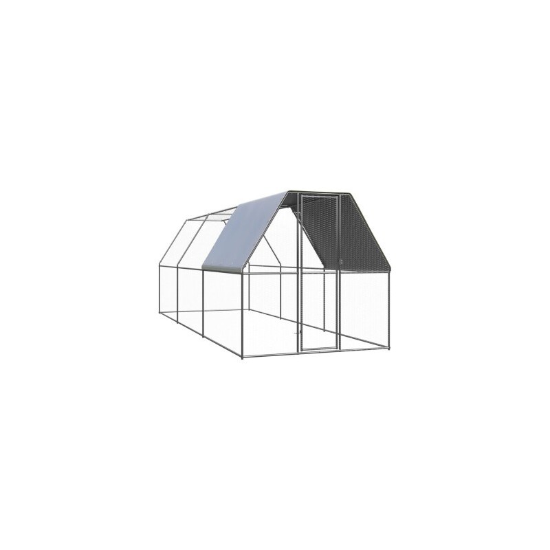 VidaXL Hühnerkäfig / Freilaufgehege mit Teilüberdachung 2 m, 6 m, 2 m