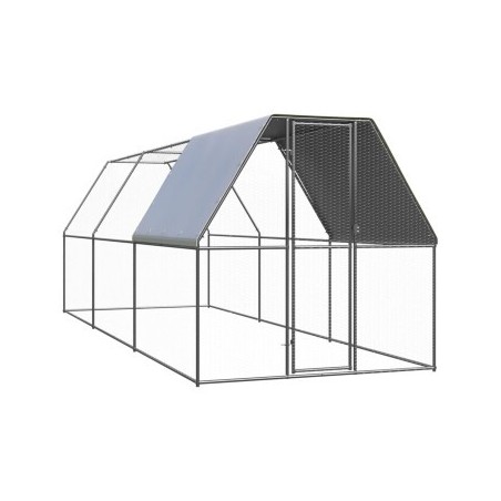 VidaXL Hühnerkäfig / Freilaufgehege mit Teilüberdachung 2 m, 6 m, 2 m